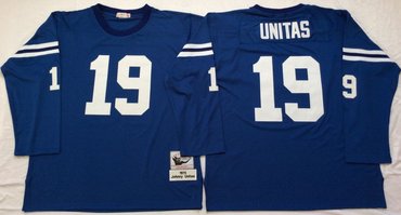 Personalized Mitchell And Ness Colts #19 Johnny Unitas blue Throwback Stitched NFL Jersey