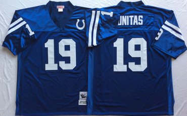 Personalized Mitchell And Ness Colts #19 Johnny Unitas blue Throwback Stitched NFL Jerseys