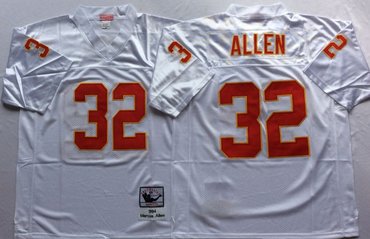 Personalized Mitchell And Ness Chiefs #32 marcus allen white Throwback Stitched NFL Jersey