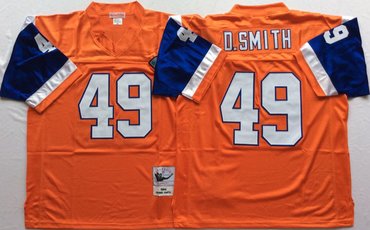 Personalized Mitchell And Ness Broncos ##49 Dennis Smith Throwback Stitched NFL Jersey