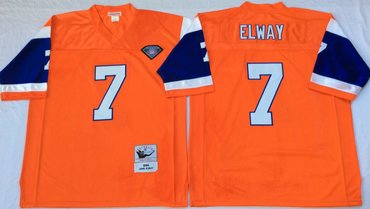 Personalized Mitchell And Ness Broncos #7 john elway orange Throwback Stitched NFL Jersey