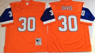 Personalized Mitchell And Ness Broncos # 30 terrell davis orange Throwback Stitched NFL Jersey