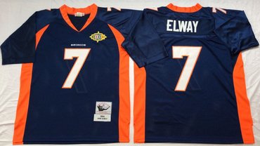 Personalized Mitchell And Ness Broncos #7 john elway blue orange Throwback Stitched NFL Jersey