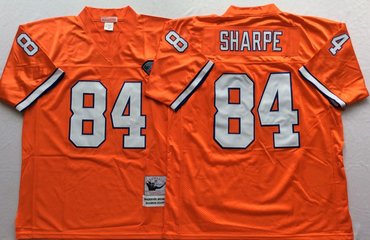 Personalized Mitchell And Ness Broncos #84 Shannon Sharpe Orange Throwback Throwback Stitched NFL Jersey