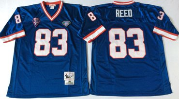 Personalized Mitchell And Ness Bills #83 andre reed BLUE Throwback Stitched NFL Jersey