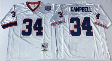 Personalized Mitchell And Ness Bills #34 thurman thomas White Throwback Stitched NFL Jersey