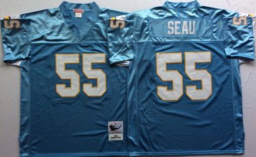Personalized Mitchell And Ness 1994 Chargers #55 Junior Seau Blue Throwback Stitched NFL Jersey
