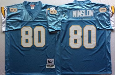 Personalized Mitchell And Ness 1994 Chargers #80 Kellen Winslow Blue Throwback Stitched NFL Jersey