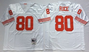Personalized Mitchell And Ness 49ers #80 Jerry Rice white Men’s Throwback Stitched NFL Jersey