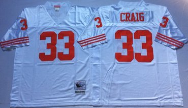 Personalized Mitchell And Ness 49ers #33 Roger Craig white Men’s Throwback Stitched NFL Jersey