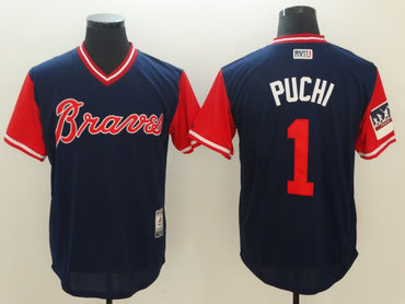 Personalized Braves 1 Ozzie Albies Puchi Navy 2018 Players’ Weekend Authentic Team Jersey