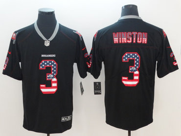 Personalized Buccaneers 3 Jameis Winston Black USA Flag Fashion Limited Jersey