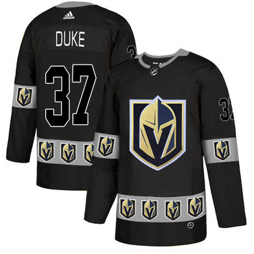 Personalized Vegas Golden Knights 37 Reid Duke Black Team Logos Fashion Jersey