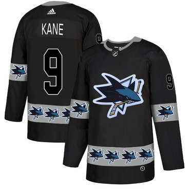 Personalized Sharks 9 Evander Kane Black Team Logos Fashion Jersey