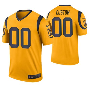 Personalized Custom Rams Gold Stitched NFL Limited Rush Jersey