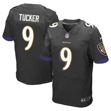 Personalized Men’s NFL Baltimore Ravens #9 Justin Tucker Black Jerseys (Elite)