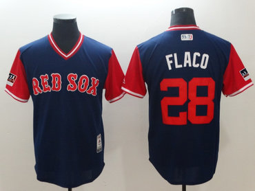 Personalized Red Sox 28 J.D. Martinez Flaco Navy 2018 Players’ Weekend Authentic Team Jersey