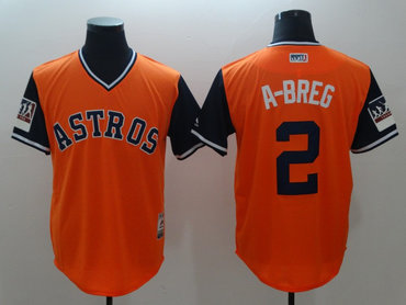 Personalized Astros 2 Alex Bregman A-Breg Orange 2018 Players’ Weekend Authentic Team Jersey