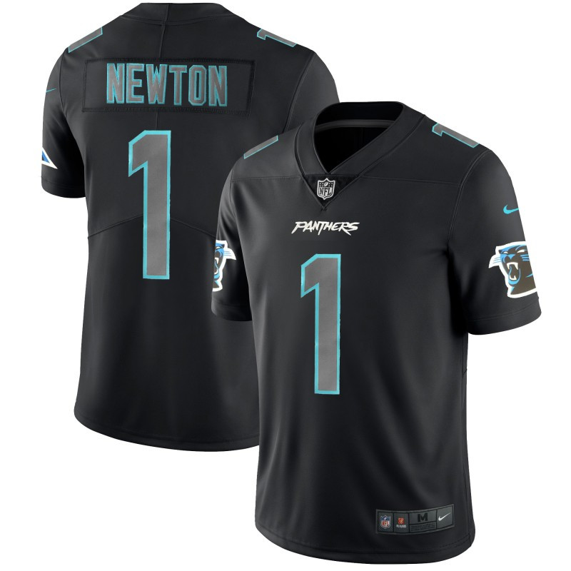 Personalized Panthers 1 Cam Newton Black Impact Limited Jersey