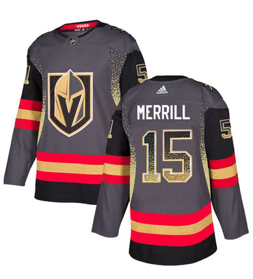 Personalized Vegas Golden Knights 15 Jon Merrill Gray Drift Fashion Jersey