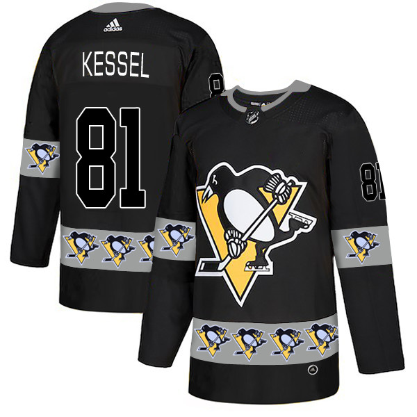 Personalized Penguins 81 Phil Kessel Black Team Logos Fashion Jersey