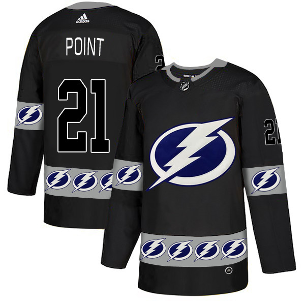 Personalized Lightning 21 Brayden Point Black Team Logos Fashion Jersey