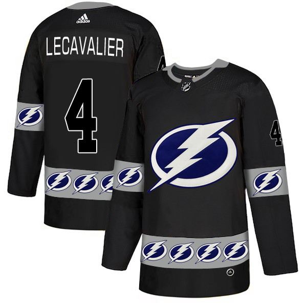 Personalized Lightning 4 Vincent Lecavalier Black Team Logos Fashion Jersey