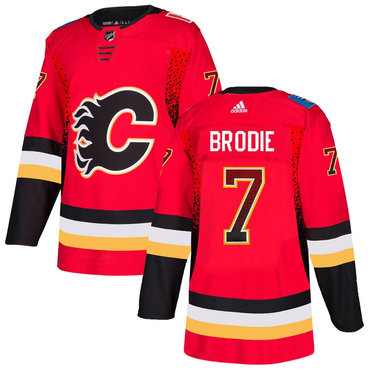 Personalized Flames 7 T.J. Brodie Red Drift Fashion Jersey