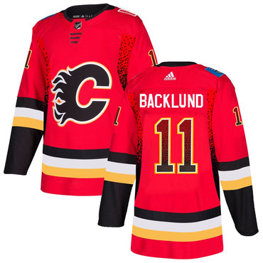 Personalized Flames 11 Mikael Backlund Red Drift Fashion Jersey