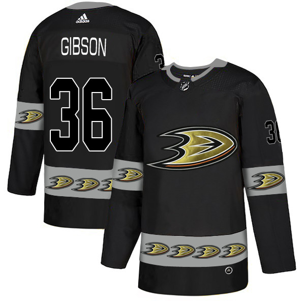 Personalized Ducks 36 John Gibson Black Team Logos Fashion Jersey
