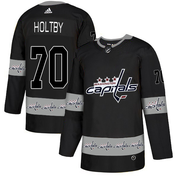 Personalized Capitals 70 Braden Holtby Black Team Logos Fashion Jersey