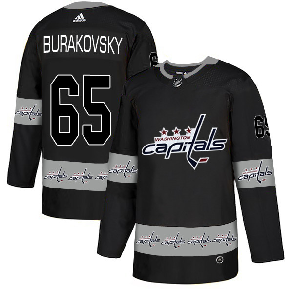 Personalized Capitals 65 Andre Burakovsky Black Team Logos Fashion Jersey