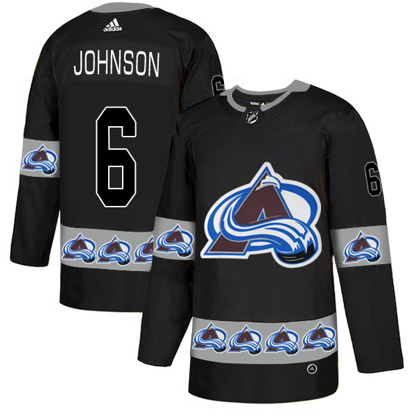 Personalized Avalanche 6 Erik Johnson Black Team Logos Fashion Jersey