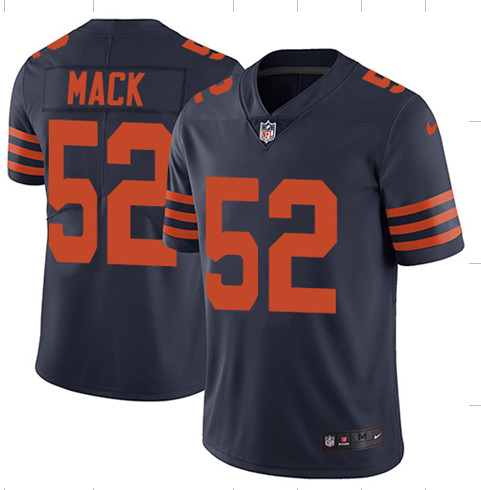 Personalized Bears 52 Khalil Mack Navy Throwback Youth Untouchable Limited Jersey