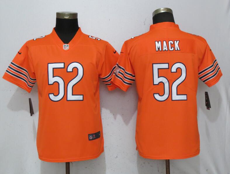 Personalized Bears 52 Khalil Mack Orange Women Untouchable Limited Jersey