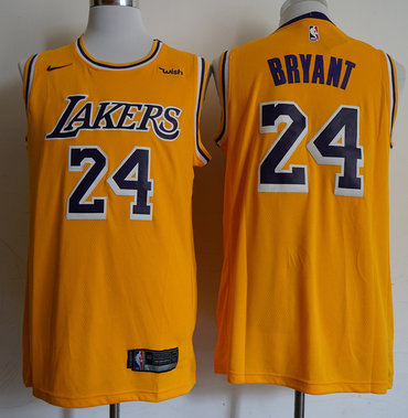 Personalized Lakers 24 Kobe Bryant Gold 2018-19 Swingman Jersey