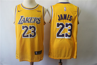 Personalized Lakers 23 Lebron James Gold 2018-19 Swingman Jersey