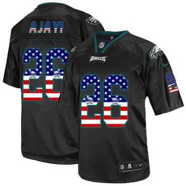 Personalized Eagles #26 Jay Ajayi Black Men’s Stitched NFL Elite USA Flag Fashion Jersey