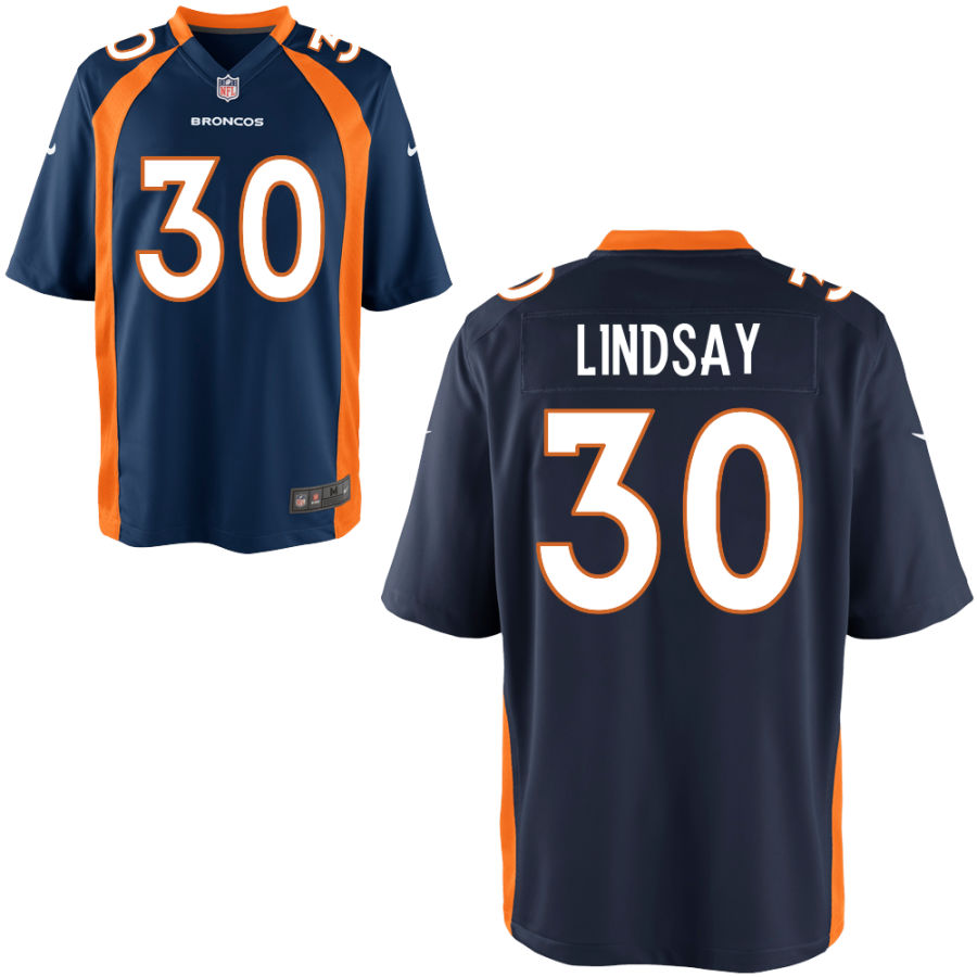 Personalized Broncos 30 Phillip Lindsay Navy Elite Jersey