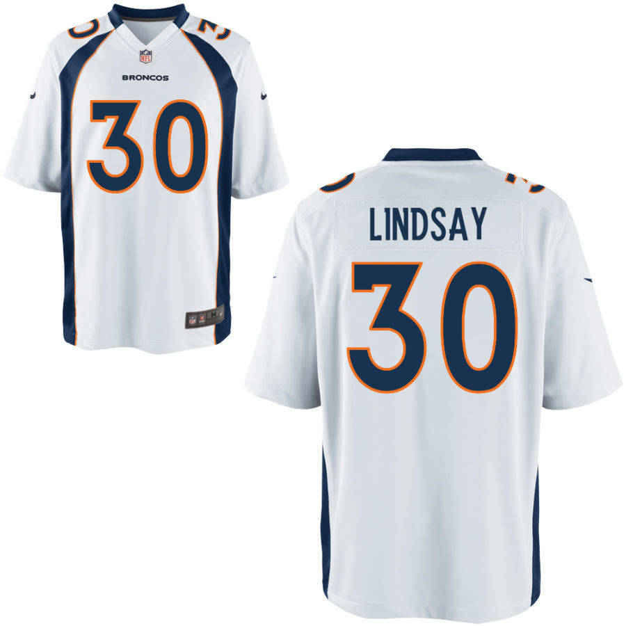 Personalized Broncos 30 Phillip Lindsay White Elite Jersey