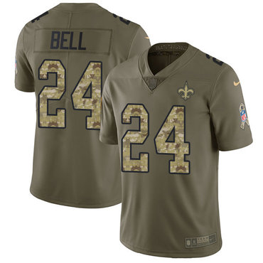 Personalized Saints #24 Vonn Bell Olive Camo Men’s Stitched NFL Limited 2017 Salute To Service Jersey