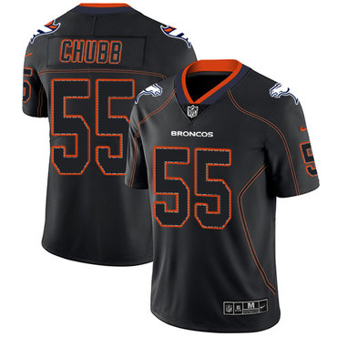 Personalized Broncos #55 Bradley Chubb Lights Out Black Men’s Stitched NFL Limited Rush Jersey