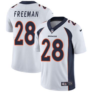 Personalized Broncos #28 Royce Freeman White Men’s Stitched NFL Untouchable Limited Jersey