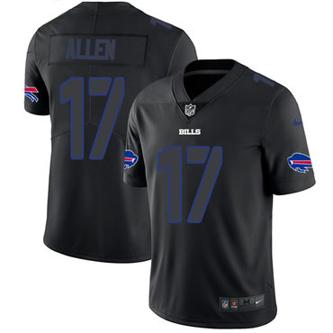 Personalized Bills #17 Josh Allen Black Men’s Stitched NFL Limited Rush Impact Jersey