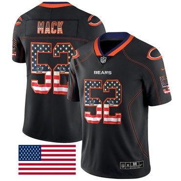 Personalized Bears #52 Khalil Mack Black Men’s Stitched NFL Limited Rush USA Flag Jersey