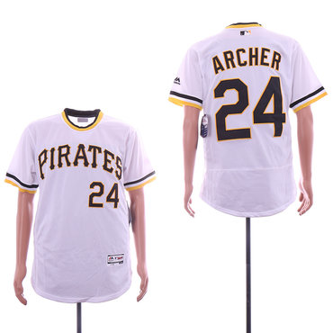 Personalized Pirates 24 Chris Archer White Throwback Flexbase Jersey