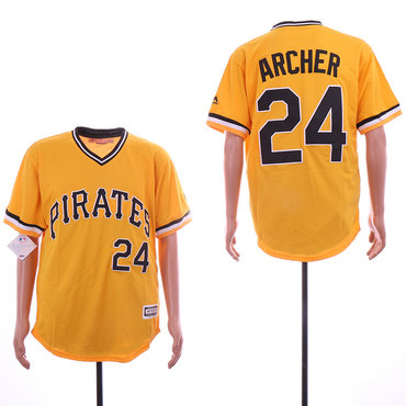 Personalized Pirates 24 Chris Archer Yellow Throwback Flexbase Jersey