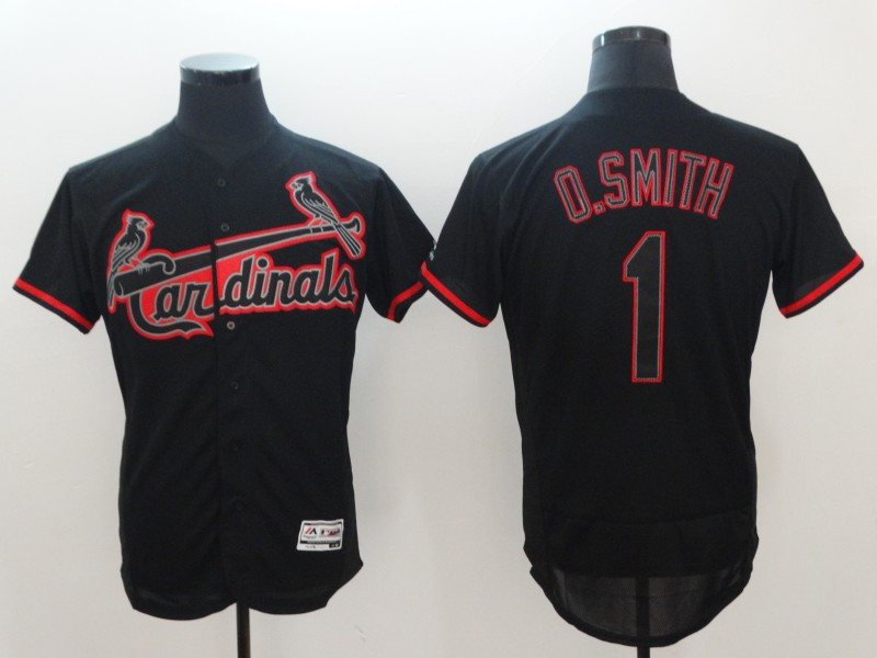 Personalized Cardinals 1 Ozzie Smith Black Flexbase Jersey