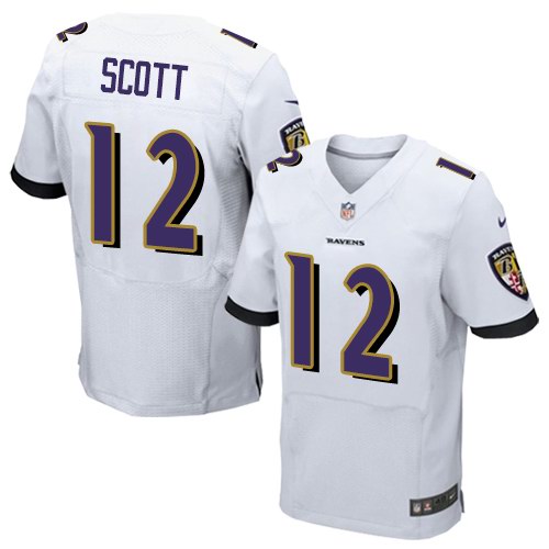 Personalized Ravens 12 Jaleel Scott White Elite Jersey