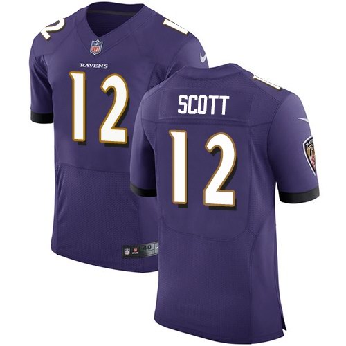 Personalized Ravens 12 Jaleel Scott Purple Elite Jersey